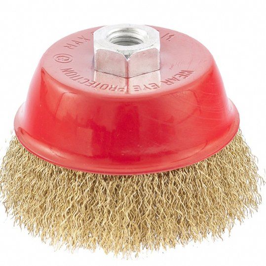 Щетка крацовка для УШМ чашка 100мм проволока витая латунированная Matrix