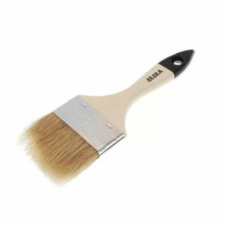 Кисть плоская 75х14мм деревянная ручка натуральный ворс Дедка Малярная Сказка