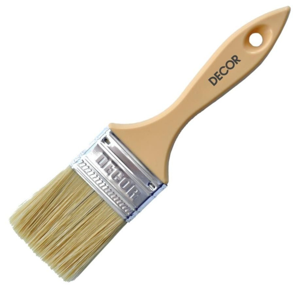 Кисть плоская 75х14мм пластиковая ручка смешанный ворс Суббота Decor(12)