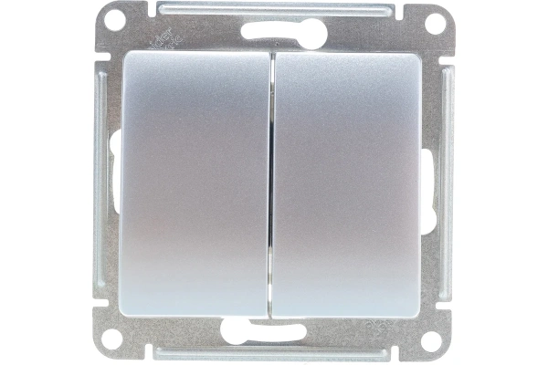 Выключатель механизм 2-кл алюминий б/индикатора Glossa