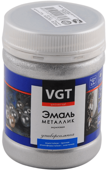 Эмаль ВГТ Металлик серебро 0,23кг 